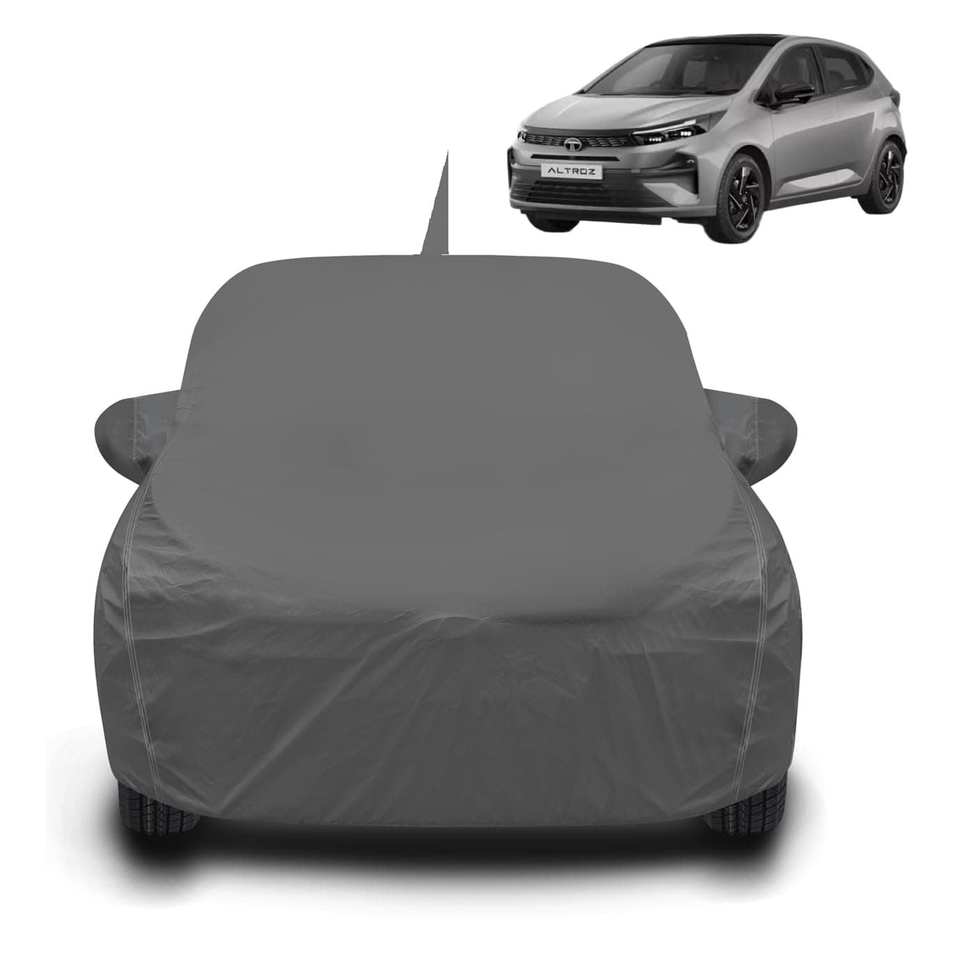 Auto Hub Waterproof Car Cover Compatible with Tata Altroz with Front Antenna & Mirror Pocket, Soft Cotton Lining, Altroz Car Cover Waterproof, Grey