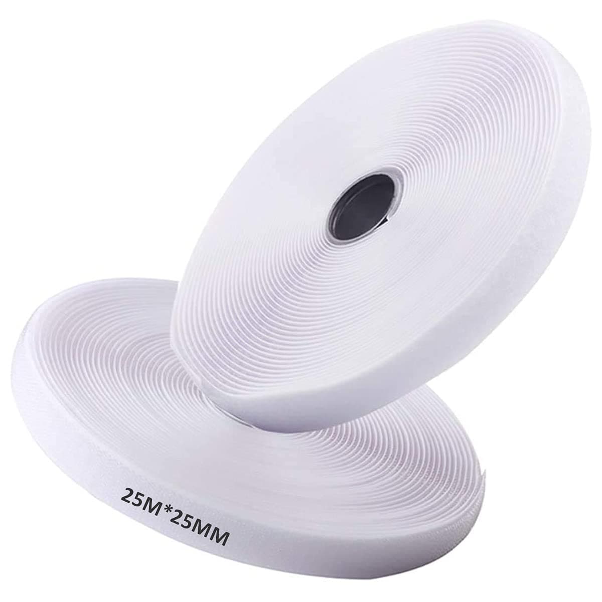LifeKrafts Non Adhesive Hook Tape & Non Adhesive Loop Tape - Fabric Fastener Interlocking Tape for Sewing, Tailoring, DIY Crafts, Clothes, Shoes, Bags & Home Use (25M x 25mm, White)