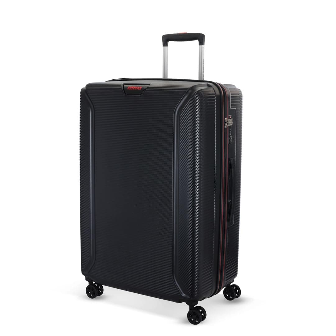 American Tourister Robotech Sport|Large Size Check-in Spinner Trolley Bag (77 cm)|360° 8 Wheel Travel Luggage|Hard Case Polycarbonate Suitcase|Recessed TSA Lock|Black
