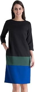 FableStreet Colour Block Shift Dress - Blue, Black, and Green