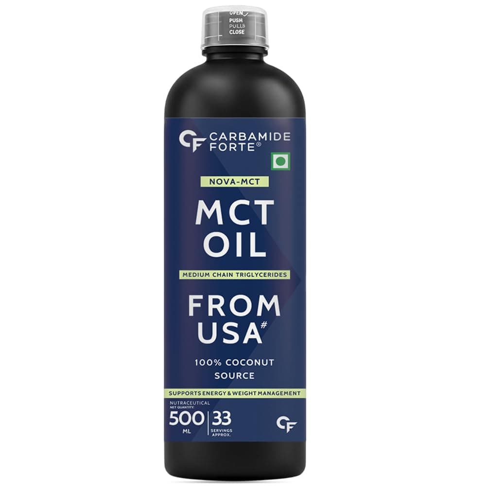 Carbamide Forte Pure MCT Oil C8 From USA | 100% Coconut Source | MCT Oil Keto & Paleo Friendly | Vegetarian – 500ml