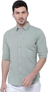 Highlander Men's Blue Solid Slim Fit Casual Shirt | Sleek & Versatile | A Timeless Wardrobe Essential