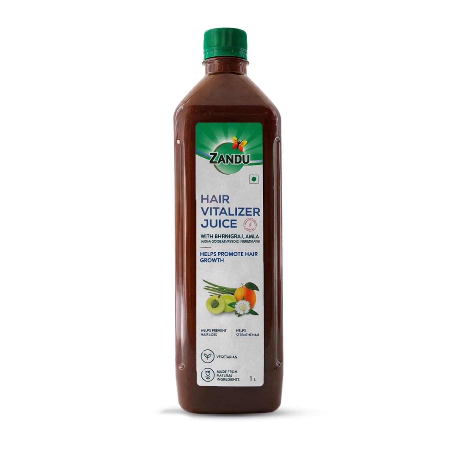 Zandu Hair Vitalizer Juice | Made With 11 Ayurvedic Ingredients, 100% Natural Actives, Vegetarian | 1L