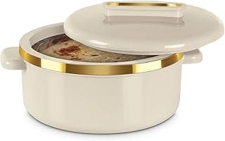 MILTON Curve 2500 Inner Stainless Steel Casserole, 2.15 litres, Ivory | BPA Free | Food Grade | Easy to Carry | Easy to Store | Chapati | Roti | Curd Maker