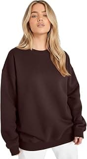 LEOTUDE Women’s Boyfriend Fit Loopknit Sweatshirt | Full Sleeve Drop Shoulder | Sweatshirt for Women