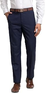 Raymond Men Mid Rise Polyviscose Blend Checks Pattern Contemporary Fit Flat Front Formal Trouser