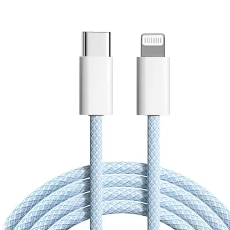 Punnkk Braided USB-C to Compatible with Lightning Fast Charging Cable Compatible for iPhone 14, 13, 12,11, X, 8, 7, 6, 5, iPad Air, Pro, Mini, iPad Blue Color