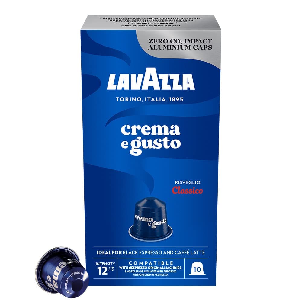 Lavazza Crema E Gusto Classico, Aluminium Nespresso Compatible Coffee Capsules | Pack Of 10 | Intensity 12 | 57 Gram