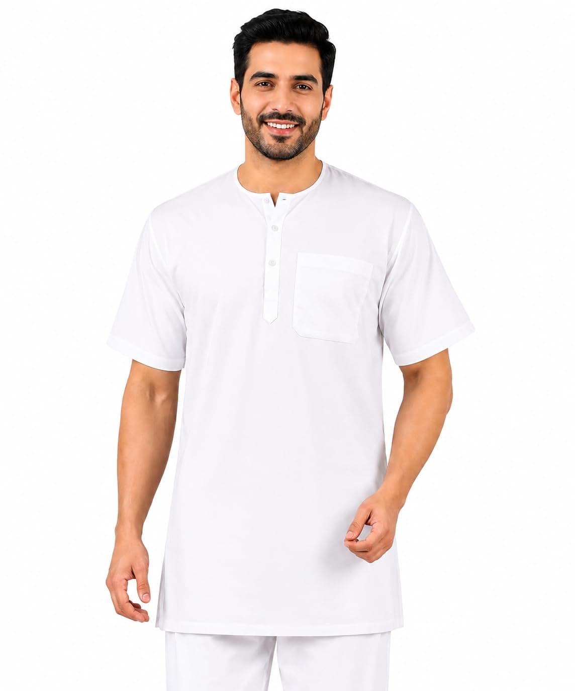 Fashtastic Men's Cotton Halfsleeve Short Kurta for Summer