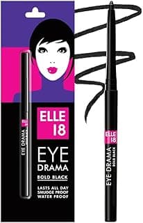 Elle 18 Eye Drama Kajal|| Super Black- Smudge-Proof|| Waterproof|| 0.35 g
