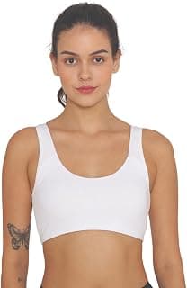 B'ZAR Women's Full Coverage Bra | Non-Wired | Broad Straps | Slip-On Style | Beginner Innerwear | Comfortable Fit | Solid Color | Everyday Use | Pack of 1 L - White