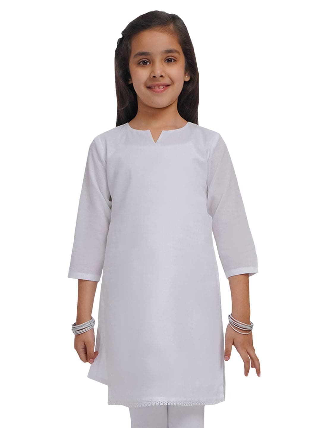 VASTRAMAY Girls Cotton Cambric Kurta – Elegant Knee-Length Ethnic Outfit for Girls, Festive Traditional Outfit for Festive Celebration & Party Outfit