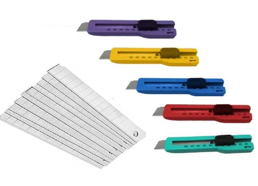 True-Ally Multi Utility 5 Knife Cutter with Big 18 mm Retractable 10 Snap-Off Blades Perfect for Home/Office/Hobby/Arts and Crafts