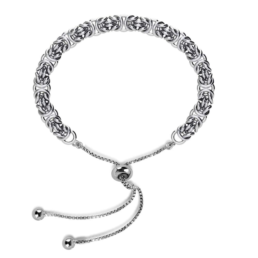 LeCalla Women's 925 Sterling Silver BIS Hallmarked Sliding Bolo Byzantine Bracelets