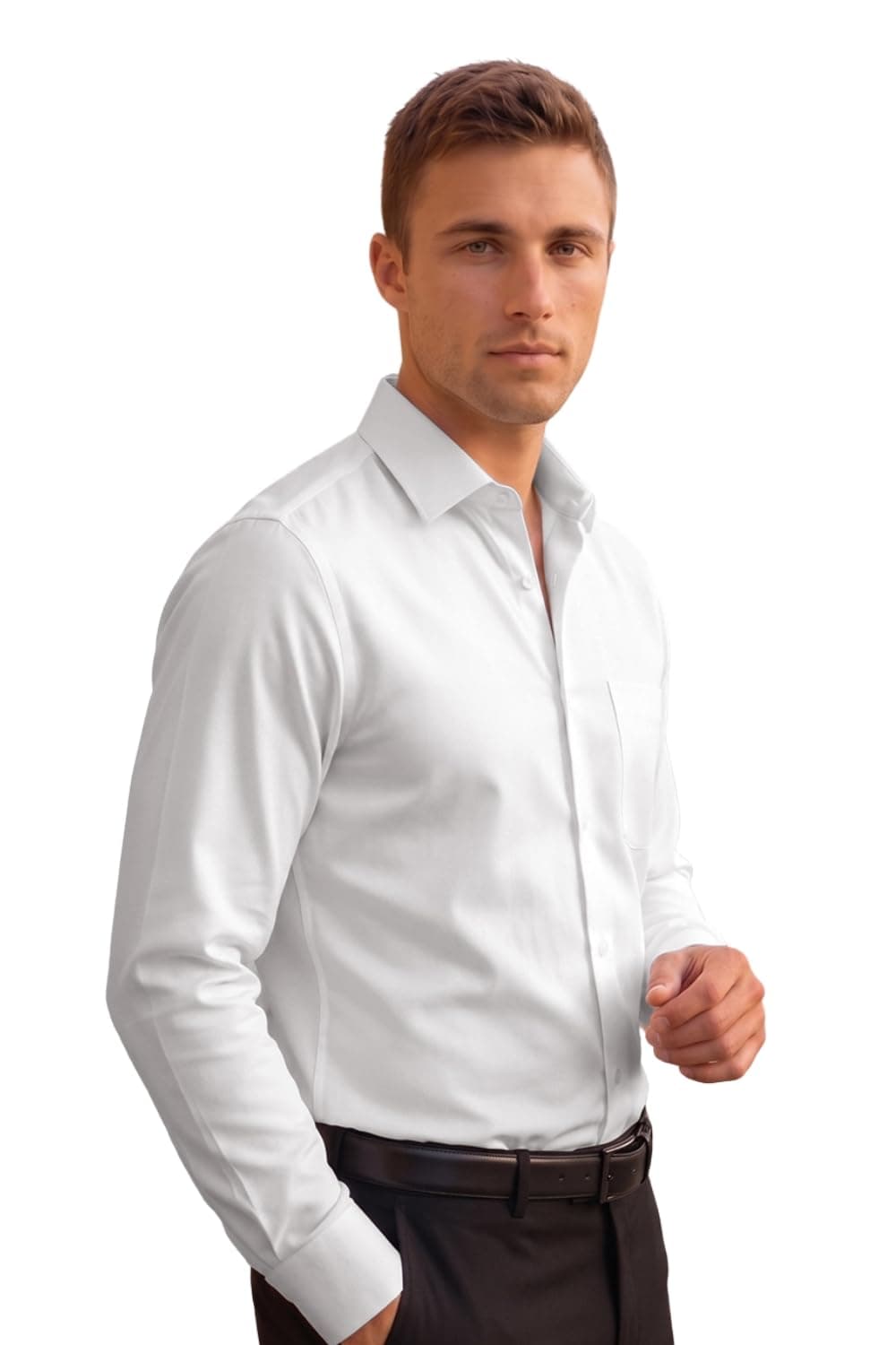 Louis Philippe Men's Slim Fit Easy to Iron Everyday wear Premium Cotton Full Sleeve Solid Formal Shirt
