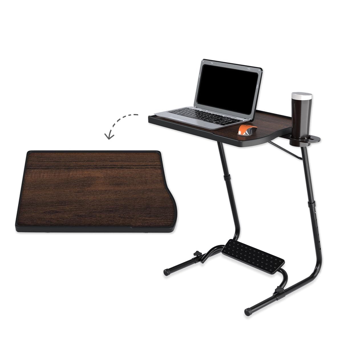 TABLE MAGIC Pro-Executive Multipurpose Laptop Table Mat Finish Wood Textured top, Adjustable, Foldable, Footrest, Lightweight & Durable - ( Classic walnunt )
