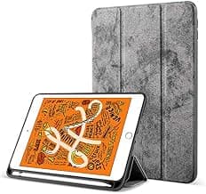 Robustrion Marble Series Trifold Flip Stand Case Cover with Pencil Holder for New iPad 9.7 inch 2018/2017 6th/5th Generation - Grey