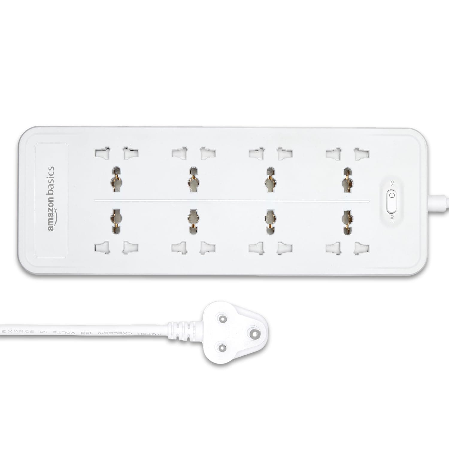 Amazon Basics Extension Board with 8 Sockets | Power Strip with Over Voltage Protector | Supports Upto 1500W / 6A | 3 m Cord Length