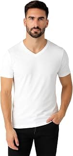 Friskers Men's V-Neck Short Sleeves Cotton T-Shirt - Casual T-Shirt, Regular Fit