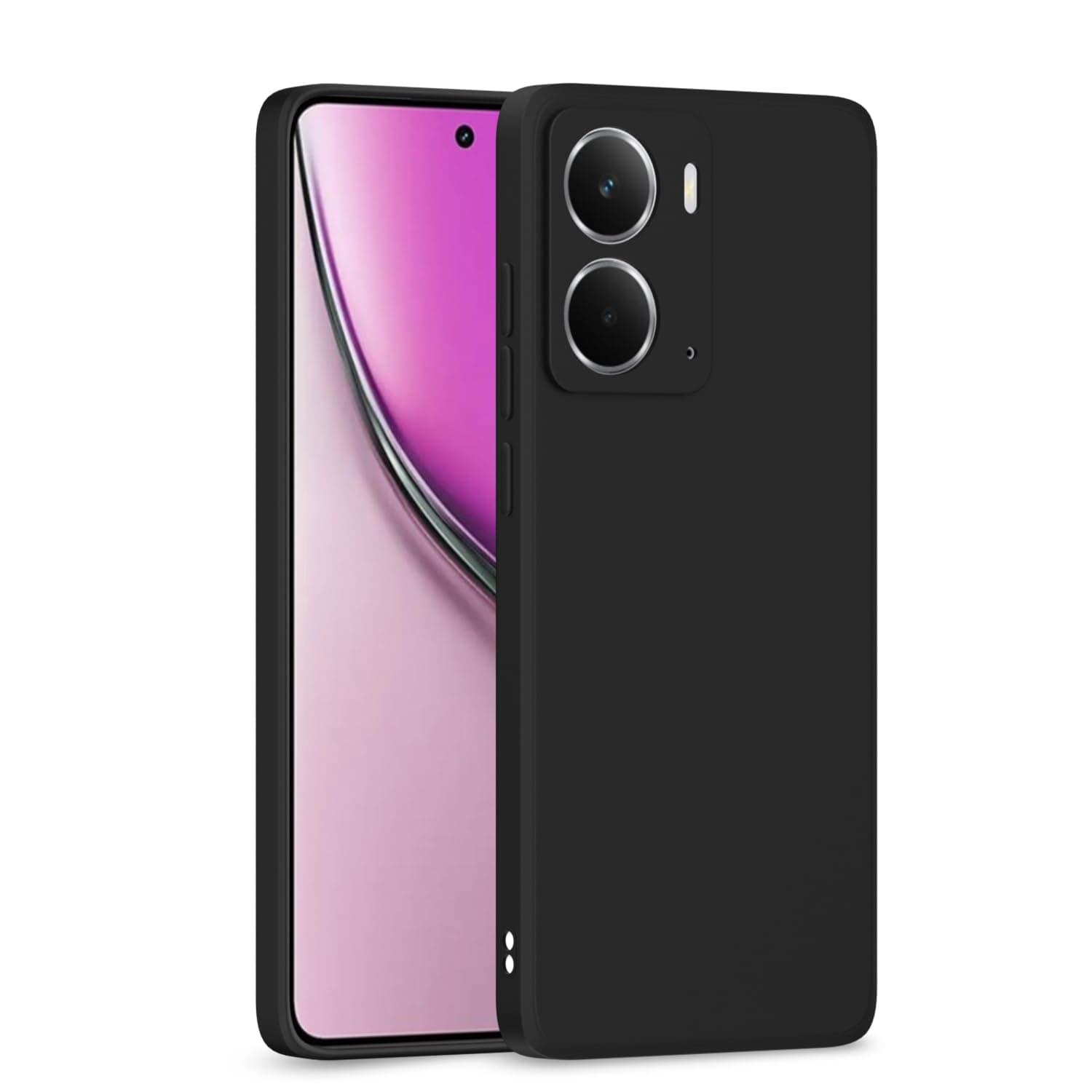 Amazon Basics Back Cover for Realme P3 5G | Camera Protection Shockproof Soft Matte Silicone Bumper Case (Black)