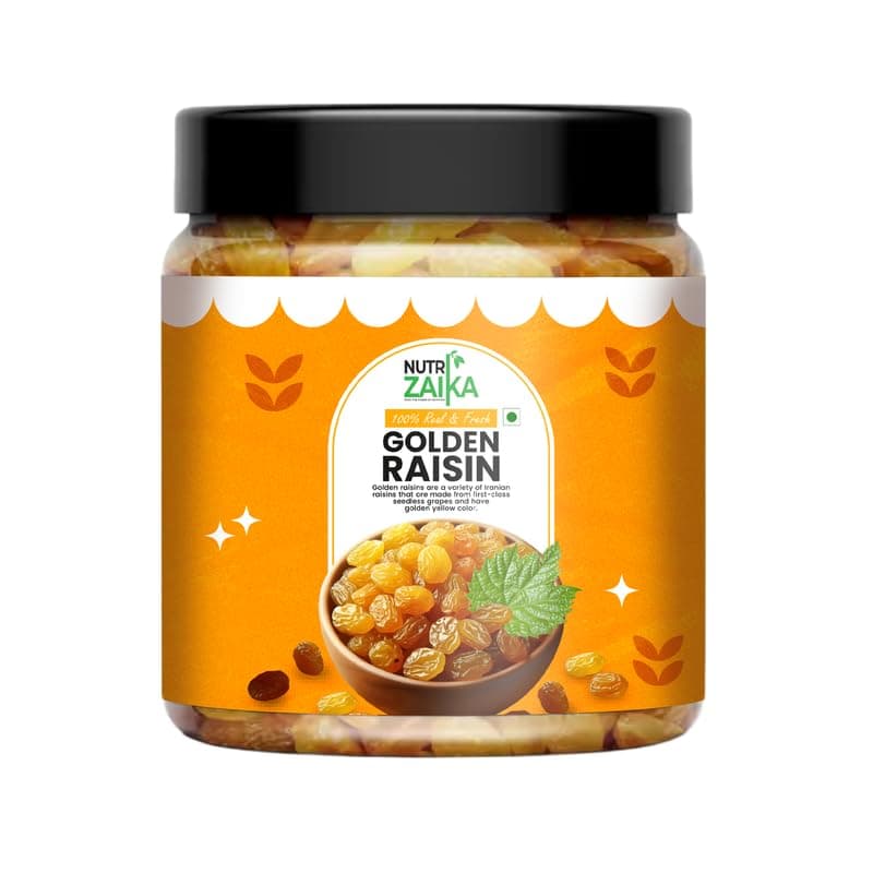 NUTRIZAIKA Premium Golden Raisins 1 kg | Natural Source of Antioxidants, Potassium & Fiber | Soft & Sweet Golden Kismish Dry Fruits | Natural Dried Grapes