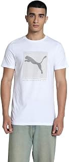 PUMA Men's Cotton Essential Stripped Logo Graphic Print Solid Classic Fit Tees