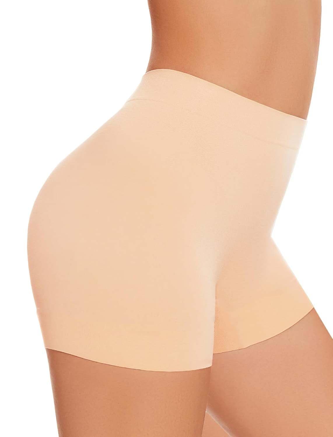 HSR Women's Cotton Ice silk safety pants Mid Waist seamless anti-slip non-curling Shorties/Underskirt Shorts (One size Fit to 30-38 inch)