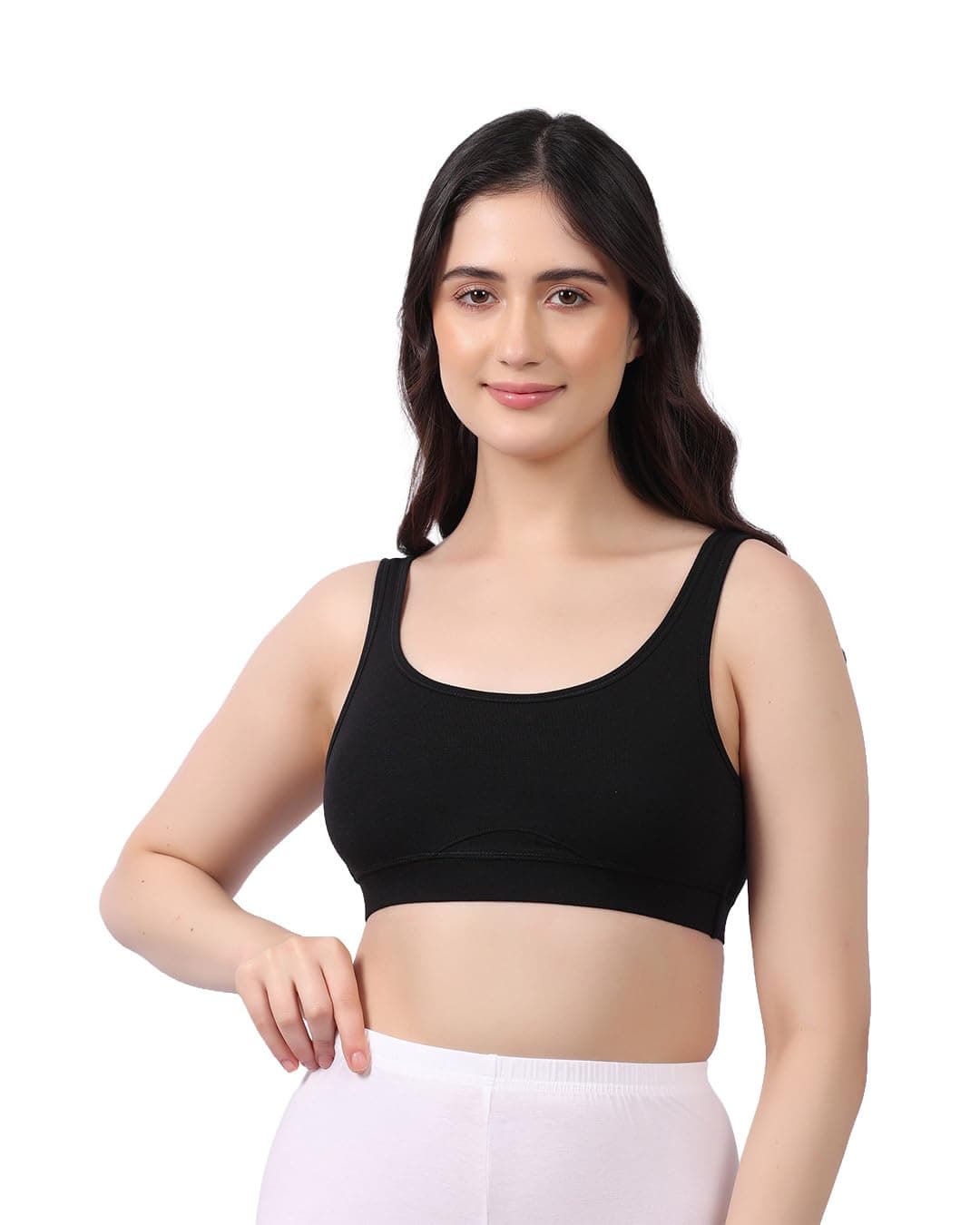 Lavos Bamboo Cotton Comfort Sleeping Bra for Women, Slip On Bras to Wear at Home, Non-Padded & Non-Wired Sports Bras, Full/High Coverage, Soft Comfortable & Breathable Broad Strap Bra