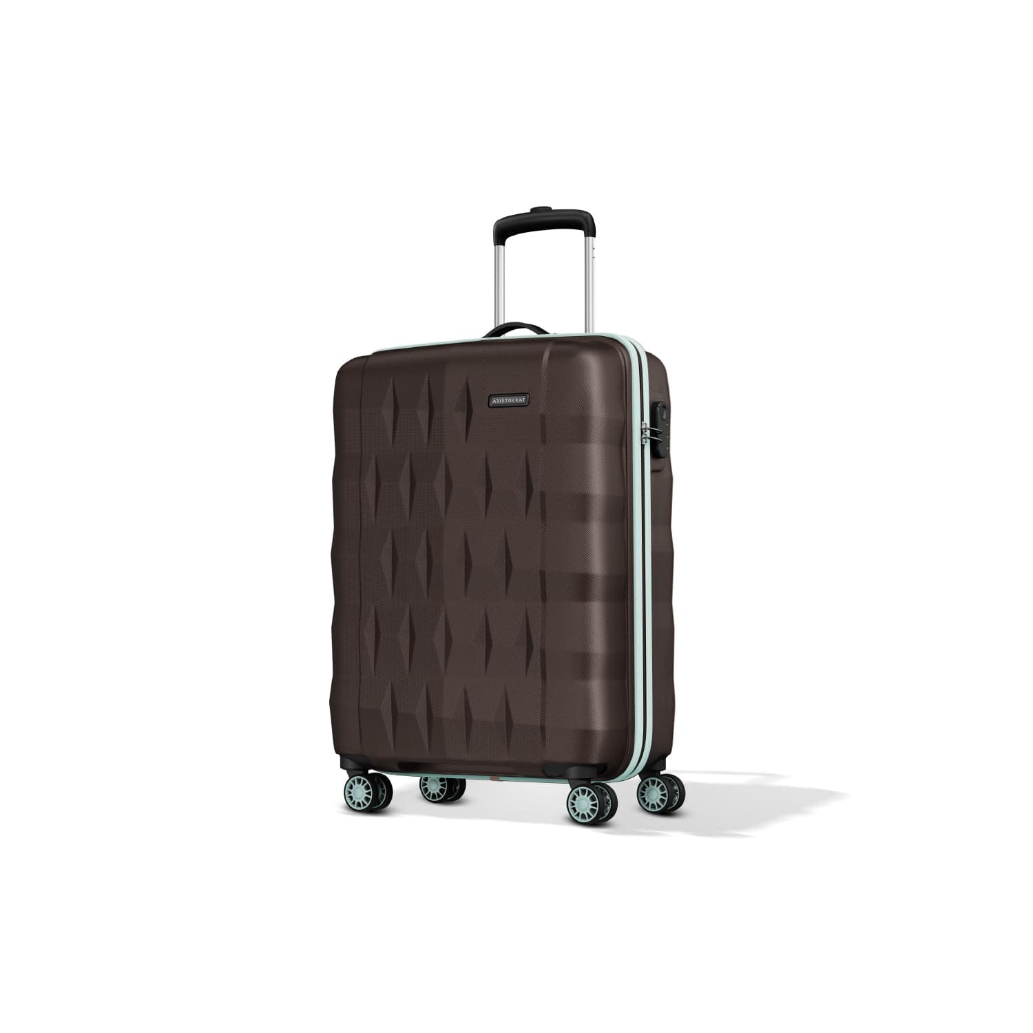 Aristocrat Comet 8 Wheel Cabin (Small Size) Hard Case Trolley Bag | Combination Lock | Tough and Durable Polycarbonate Luggage | 3 Year International Warranty | 56 CM Suitcase for Travel | Dark Brown