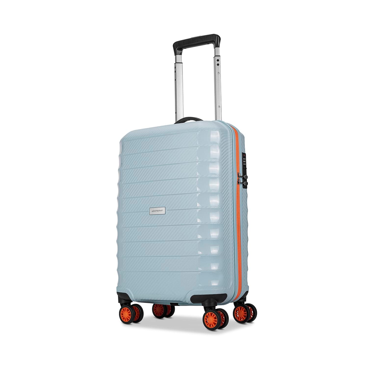 Aristocrat Altitude 8 Wheel Cabin (Small Size) Hard Case Trolley Bag | Combination Lock |Tough and Durable Polypropylene Luggage | 3 Year International Warranty| 58 CM Suitcase for Travel| Surf Spray