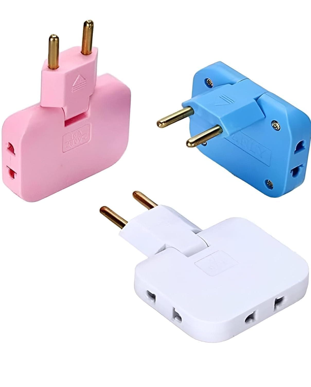 CASAVERA 3-in-1 Rotatable EU to US Plug Adapter – 180° Extension with Foldable Multi-Socket, Mini Slim Wireless Outlet Converter, 2-Pin Rotate Plug, Compact Travel-Friendly Design (Multicolor)