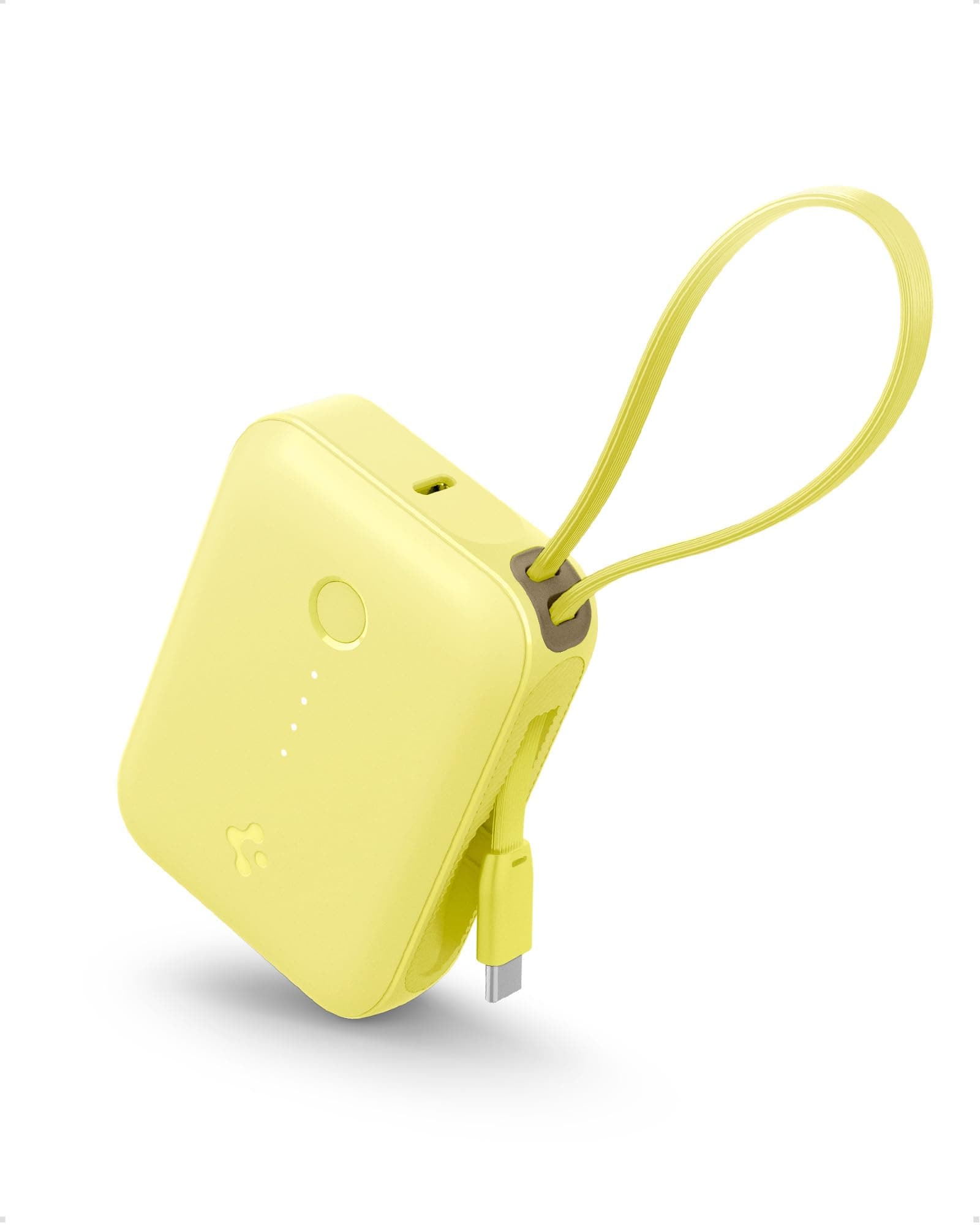 Spigen ArcPack 10000mAh Power Bank with Built-in USB-C Cable,30.0W Fast Charging, 1 Type-C Cable, 1 Type-C Port, 1 USB-A Port - (ABS + PC | Pastel Yellow)