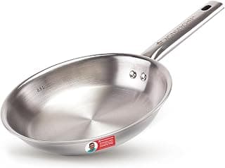 Wonderchef Stella Triply Stainless Steel Fry Pan | 20 cm, 1 litres | Compatible with Gas Stove, Induction, Ceramic Cooktop | Non-Toxic | Uniform Heating | Heavy-Duty Handle | 10-Year Warranty