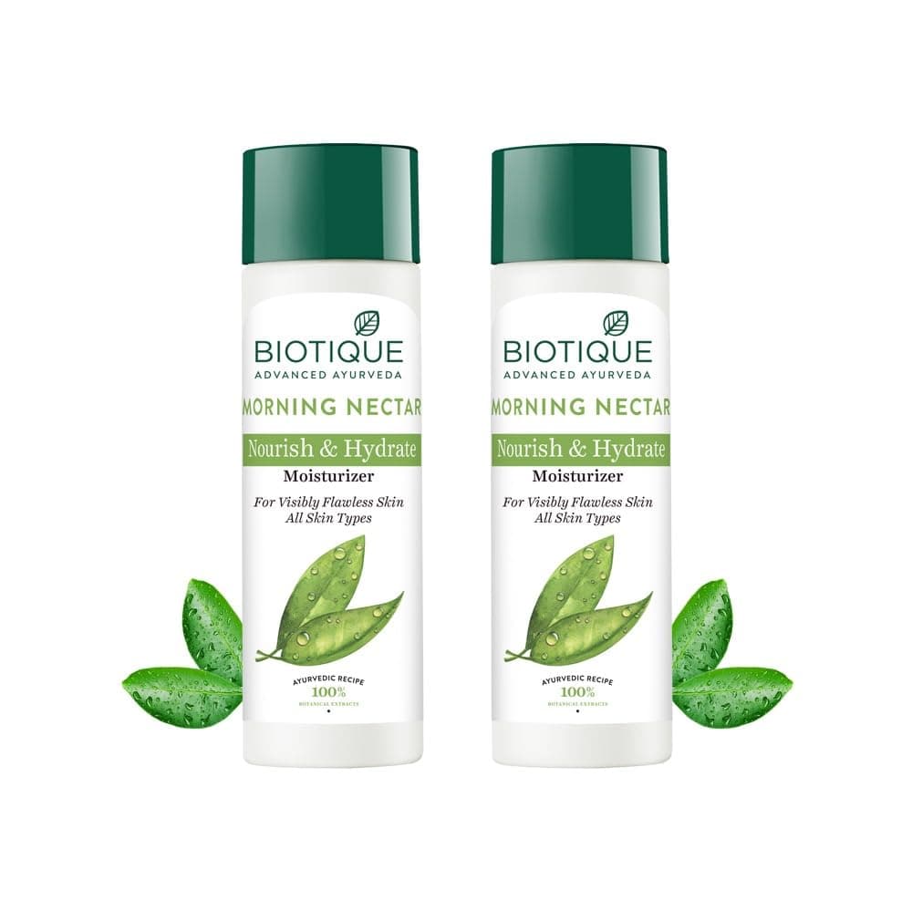 Biotique Morning Nectar Flawless Skin moisturizer for All Skin Types, 380ml (190ml x 2)