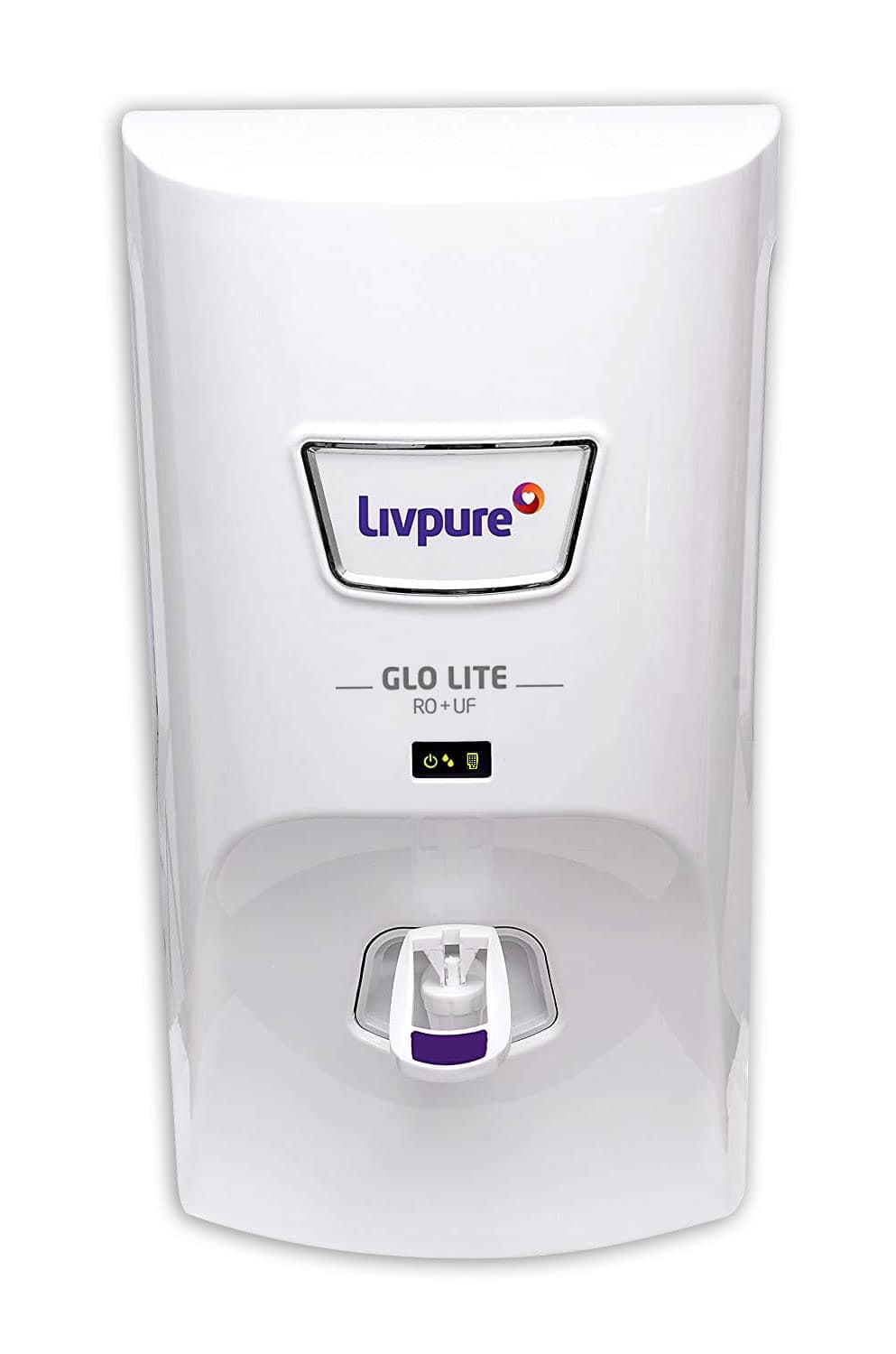 Livpure Glo Lite RO+UF+Carbon Filter- 7 L Storage, Water Purifier for Home, Suitable for Borewell, Tanker, Municipal Water (White)