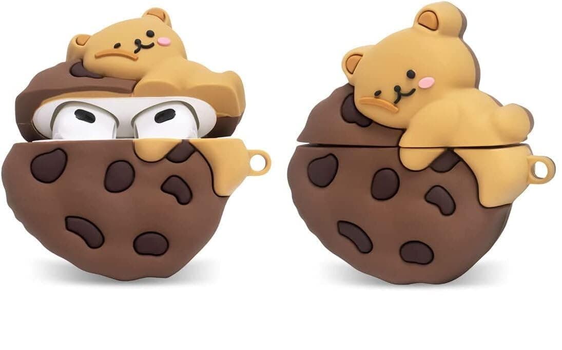 LATALI Silicone Case Compatible for Apple Airpods 4 (2024) Cute Design for AirPods 4 with Active Noise Cancellation (ANC) with Keychain Hook Shockproof Protective Case (Cookie Bear)