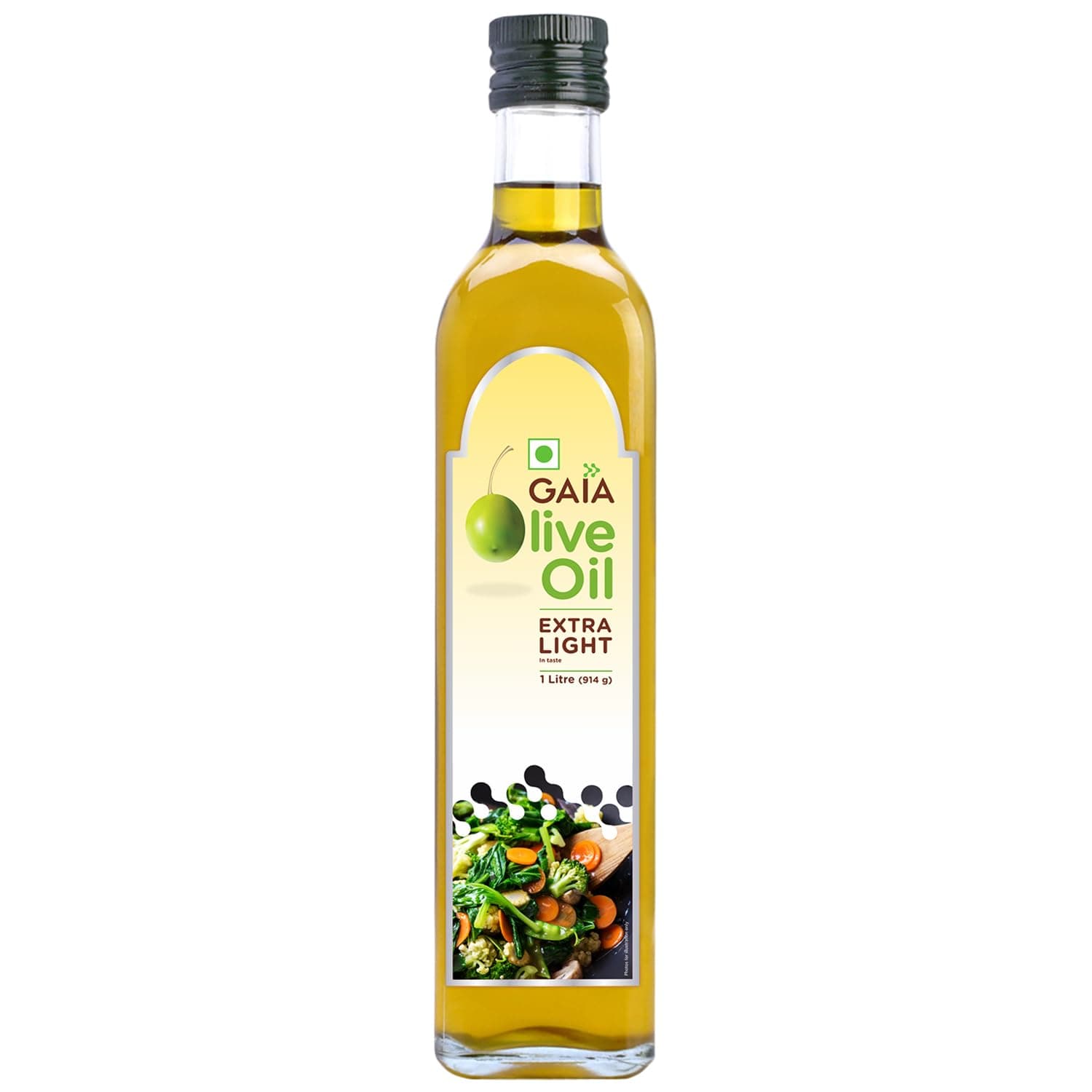 Gaia Extra Light Olive Oil (1L Bottle Pack) Incredibly Healthy with Zero Cholesterol and Low Saturated Fat, Good for Frying, Roasting, Baking and All Indian Cuisine