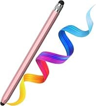 Elfora 2 in 1 Stylus Pen for Touch Screens | High Precision & Sensitivity Capacitive Rubber Tip | Universal Stylus Compatible with iPad, iPhone, Android, Samsung, Kindle, Tablets & More – Rose Gold