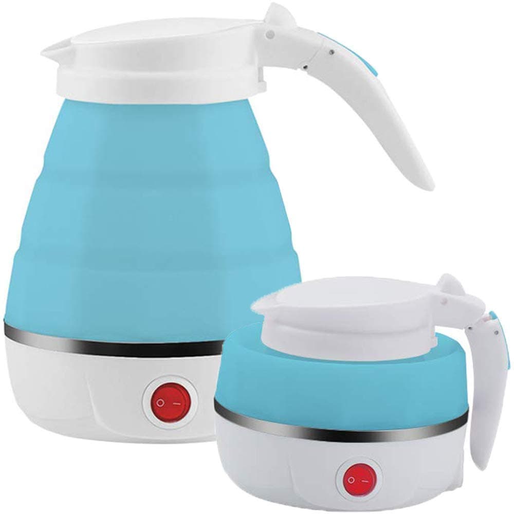 AZHARI COLLECTION Travel Folding Electric Kettle, Fast Boiling, Portable Electric Kettle, 600ml Boil Dry Protection, 100-240V Food Grade Silicone Foldable Kettle (Multicolor), 600 watts