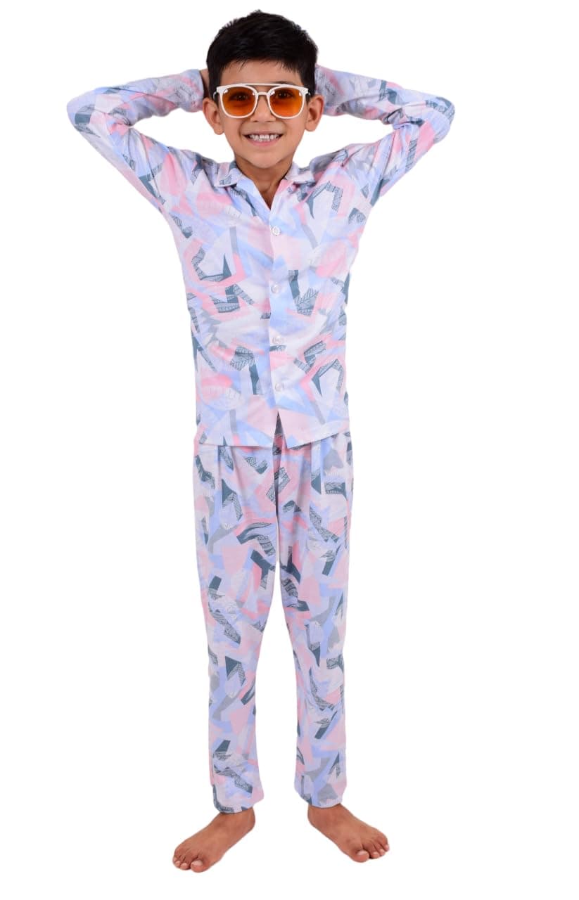 3BROS Kid's Pure Cotton Full Sleeves Night Suit/Dress for Boys/Girls Full Pajama & Top Sleep Suit Combo Set