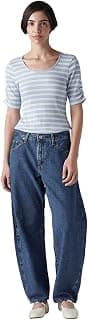 Levi's Women's Blue Baggy dad Barrel Loose fit mid Rise Jeans