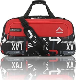 uppercase JFK 55 Cm Duffle Bag | 44 LTS |Dust Resistant Travel Polyester Duffle Bag | Spacious Main Compartment|Adjustable Shoulder Strap | Sustainable Duffle Bags for Women & Men|(Red)