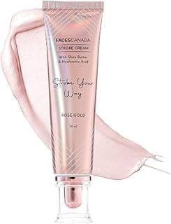 FACESCANADA Strobe Cream - Rose Gold, 30Ml | Primer + Highlighter + Moisturizer | Shea Butter & Hyaluronic Acid | Intense Hydration | Flawless Radiant Dewy Skin | Illuminating & Glowing Makeup Base