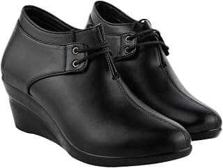 Shoetopia Women Fashion Ankle Boots with Oversized Wedge heel Modern || Designer Leather Boots for Casual & Formal Footwear