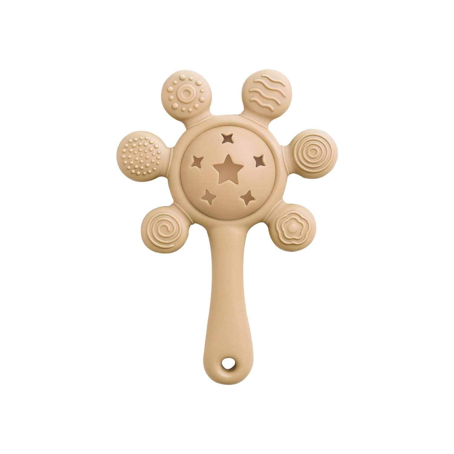 Prplet Silicone Baby Teether & Rattle Toy – Soft & Safe for Infants, BPA-Free, Multi-Texture Design for Teething Relief & Early Development (Brown)