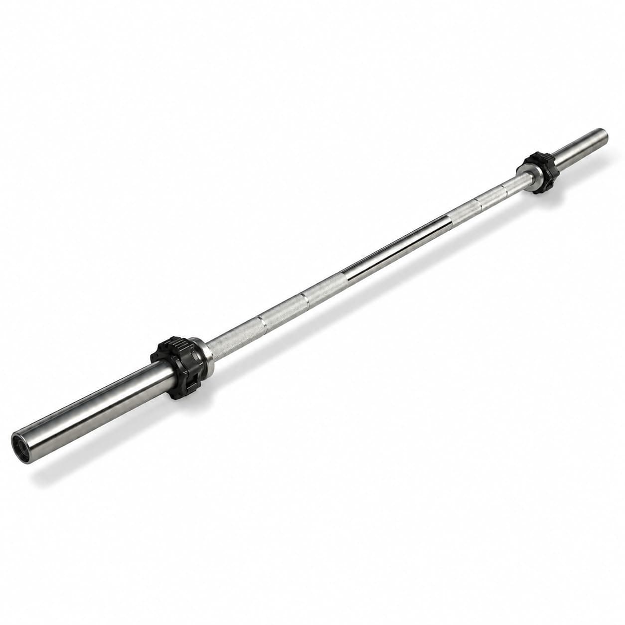 LEEWAY Gym Barbell Rod 7 Feet | 28mm | Solid Steel Chrome Barbells for Plates | Gym Rod with Lock Collars | Weight Lifting Bar for Home Training | Exercise Bar at Home (7 Feet Straight)