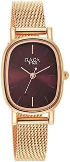 Titan Titan Raga Viva Quartz Analog Burgundy Dial Rose Gold Stainless Steel Strap Watch for Women - NT2665WM01