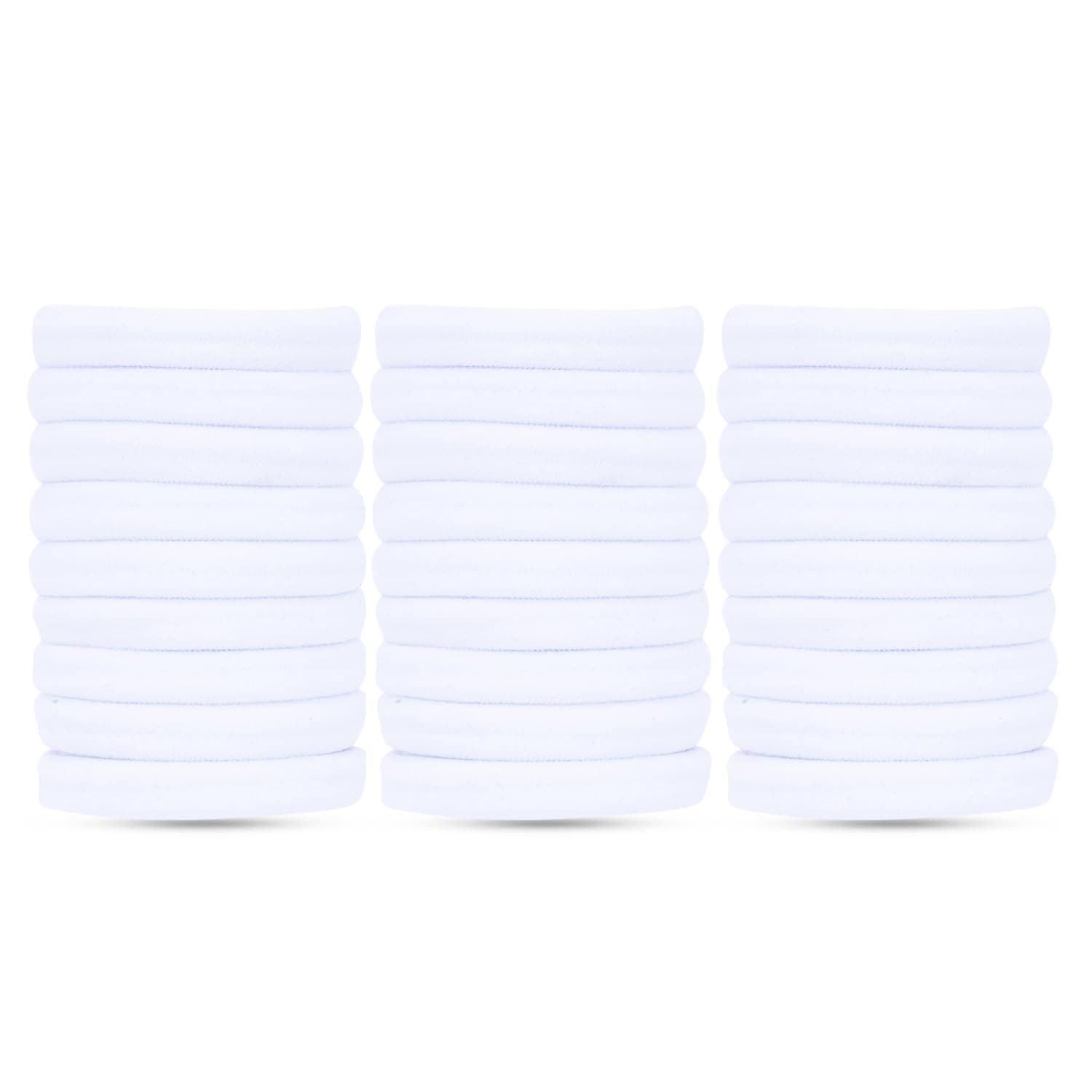 DIVERSA Elastic Hair Rubber Band Polytail Hair Ties For Women and Girls (White, Pack of 30 Pcs)