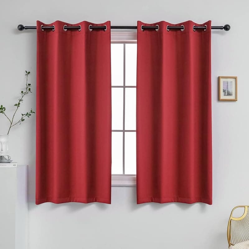 Amar Homes 95% Room Darkening Window 5 Feet Curtain, Thermal Insulated Blackout Heavy Polyester Panel, Noise Reduce, Only Single Piece - (Brick Red - 60 Inches)
