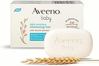 Aveeno Baby Daily Moisture Cleansing Bar 75g | With natural Oatmeal, Glycerin and Shea Butter | Co-created with Pediatricians and Dermatologists for newborn sensitive skin | pH balanced, free of soap, parabens sulfates and phthalates